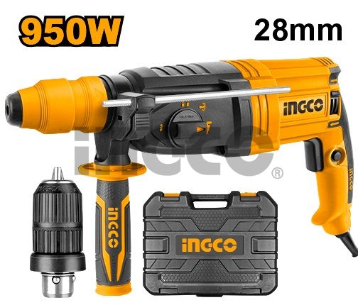 INGCO Перфоратор INDUSTRIAL 950 Вт SDS-plus СБП Сила удара: 2,5 Дж/ Ø сверления 13мм