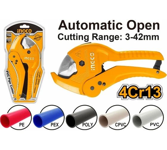 INGCO Ножницы для резки ПВХ труб INDUSTRIAL 225мм 3-42мм