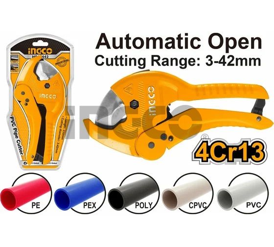 INGCO Ножницы для резки ПВХ труб INDUSTRIAL 225мм 3-42мм