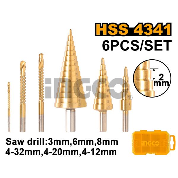 INGCO Набор ступенчатых сверл 6 шт