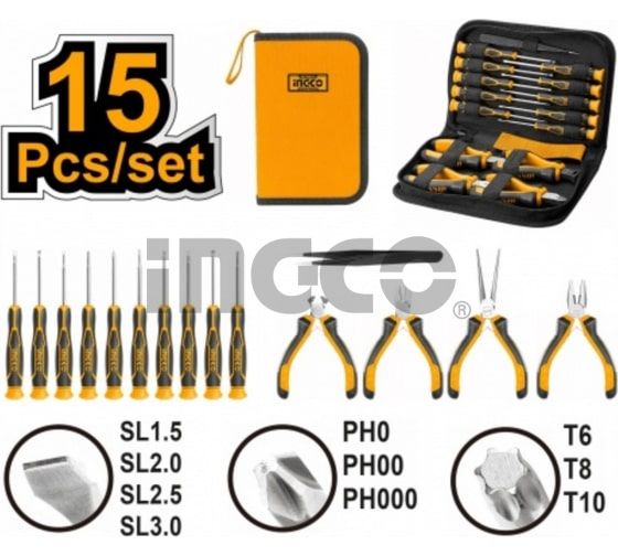 INGCO Набор инструментов прецизионного 15 предметов