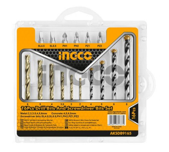 INGCO Набор сверл и бит 16 шт