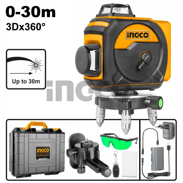 INGCO Уровень лазерный 3D  30м GREEN