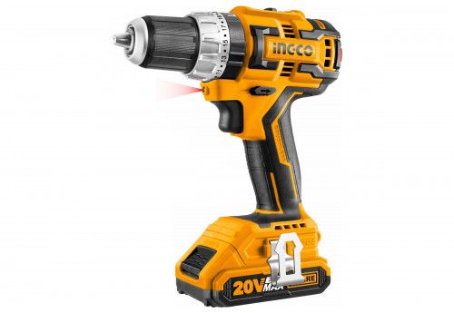 INGCO Шуруповерт аккумуляторный бесщеточный ударный Li-Ion  INDUSTRIAL 20W 2Ач 2шт/60 Нм/ 23+1+1