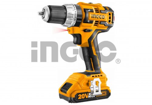 INGCO Шуруповерт аккумуляторный бесщеточный ударный Li-Ion  INDUSTRIAL 20W 2Ач 2шт/60 Нм/ 23+1+1