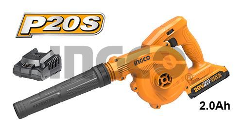 INGCO Воздуходувка аккумуляторная Li-Ion 20W 1x2 Ач/ Макс. объем воздуха: 0,045м³/с