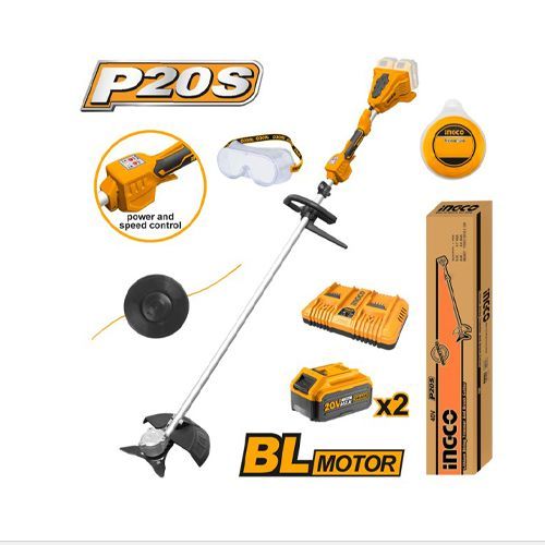 INGCO Мотокоса-кусторез аккумуляторная Li-Ion /40W Бесщеточный Двигатель/Скорость холост. хода: 0-55