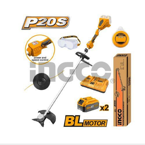 INGCO Мотокоса-кусторез аккумуляторная Li-Ion /40W Бесщеточный Двигатель/Скорость холост. хода: 0-55
