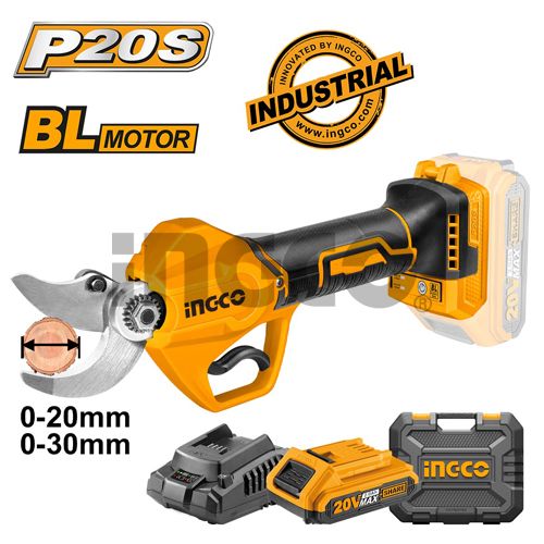 INGCO Секатор аккумуляторный Li-Ion INDUSTRIAL 20W 2Ач 1шт Бесщеточный Двигатель