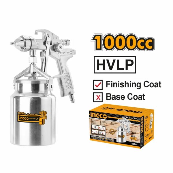 INGCO Краскораспылитель пневматический с нижним бачком INDUSTRIAL/ V=1 л./ сопло 1,4 мм