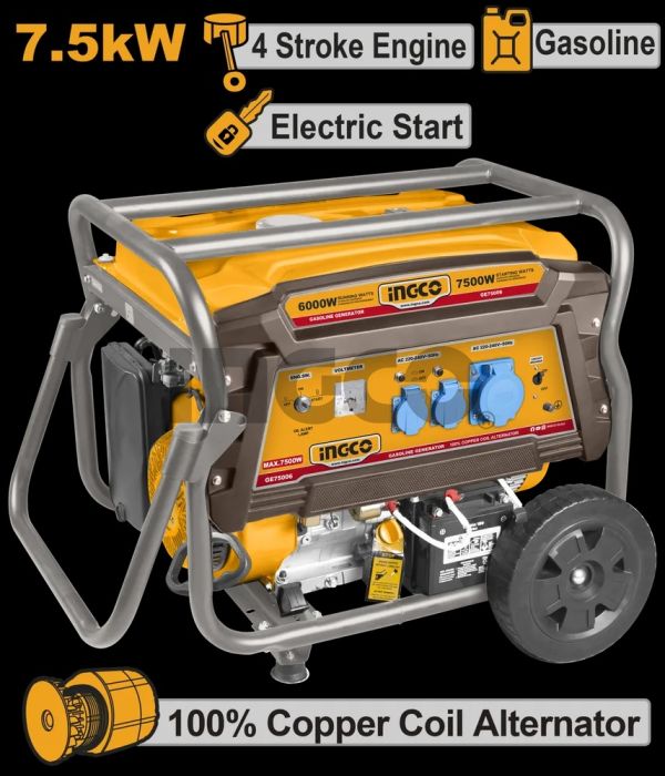 INGCO Генератор бензиновый INDUSTRIAL 7,5 кВт 220 В