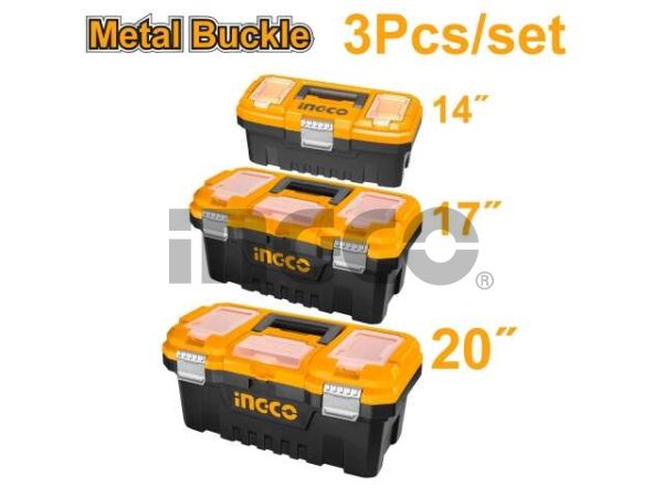 INGCO  Набор пластиковых ящиков для инструментов 3 шт/ Размер: 14"+17"+20"