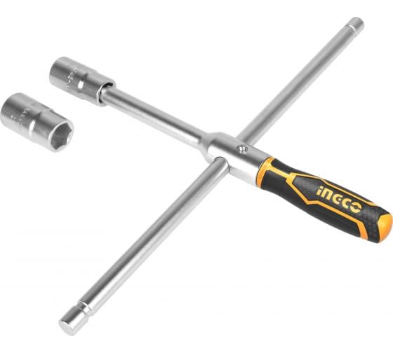 INGCO Ключ балонный крестовой INDUSTRIAL 350 мм/ в комплекте торцевые головки 4 шт