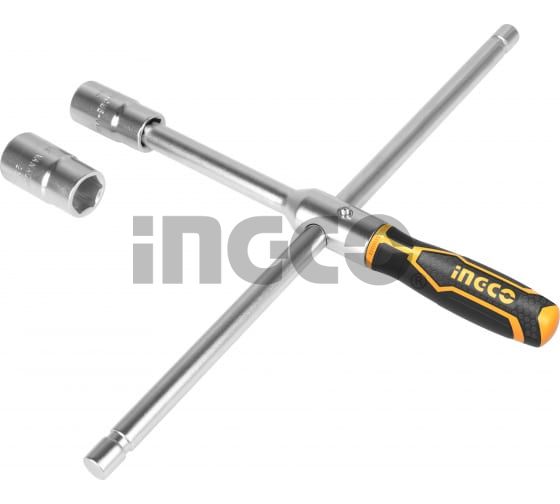 INGCO Ключ балонный крестовой INDUSTRIAL 350 мм/ в комплекте торцевые головки 4 шт