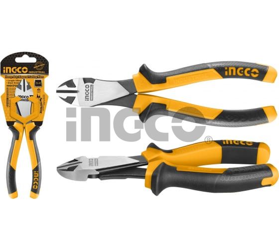 INGCO Кусачки боковые с увеличенным рычагом INDUSTRIAL 180мм 7" Cr-V/ рукоятка двухкомпонентная
