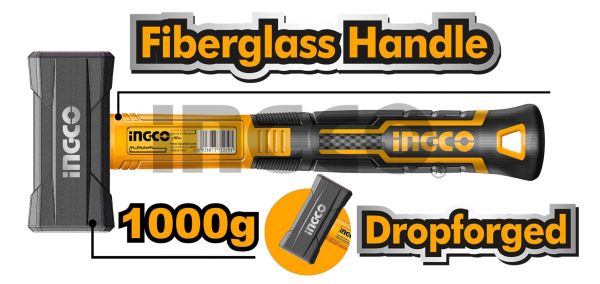 INGCO Молоток каменщика INDUSTRIAL 1000гр с фибергласовой рукояткой