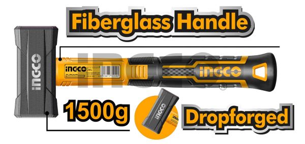 INGCO Молоток каменщика INDUSTRIAL 1500гр с фибергласовой рукояткой