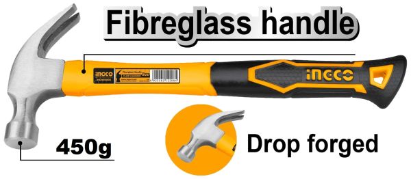 INGCO Молоток-гвоздодёр 450гр./16oz