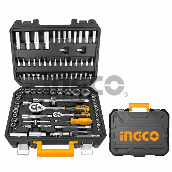 INGCO Набор головок с трещоткой INDUSTRIAL 94 шт 1/2" и 1/4"