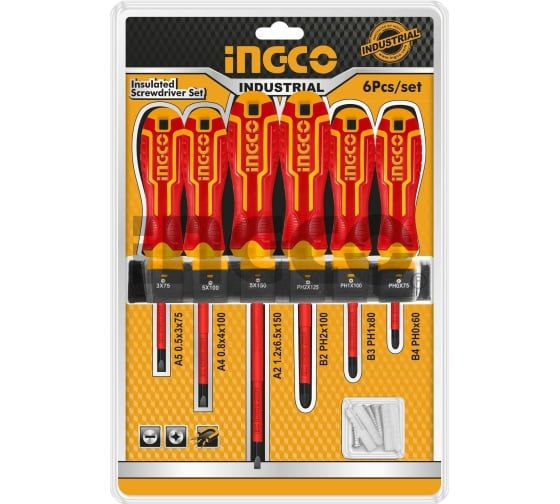 INGCO Набор диэлектрических отверток 6 шт INDUSTRIAL