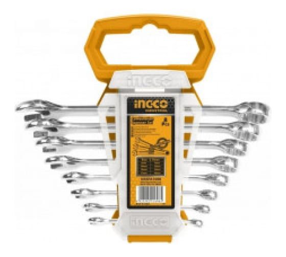 INGCO Набор комбинированных ключей INDUSTRIAL 8 шт 6-19 мм