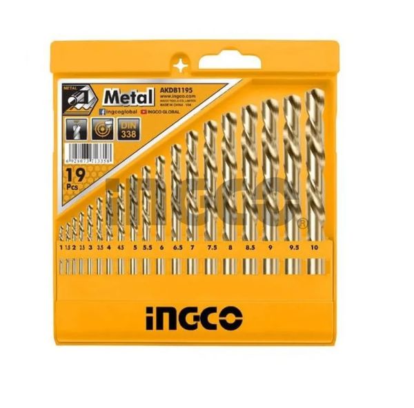 INGCO Набор сверл по металлу HSS 19 шт