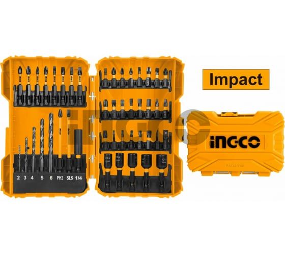 INGCO Набор ударных бит, головок и сверл 45 шт INDUSTRIAL