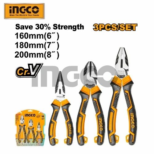 INGCO Набор шарнирно-губцевого инструмента с увеличенным рычагом INDUSTRIAL 3 предмета