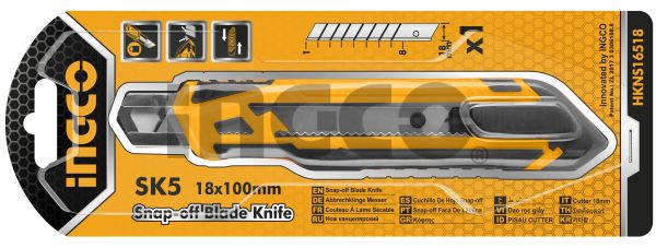 INGCO Нож строительный 18х100 мм/ в комплекте 1 лезвие SK5