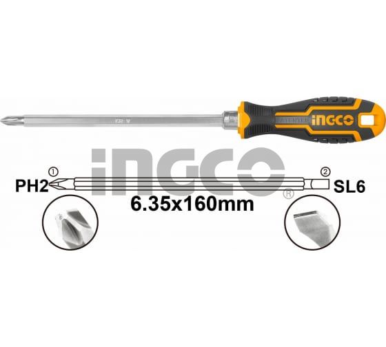 INGCO Отверткa двухсторонняя 2 в 1 PH2+SL6