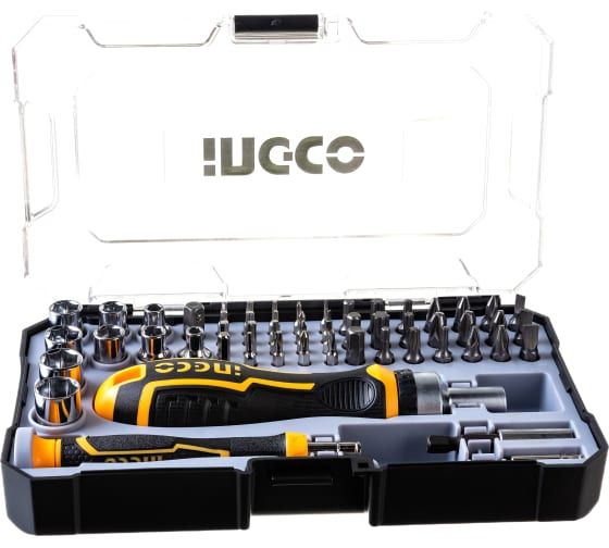 INGCO Отвертка реверсивная с набором бит 55 шт INDUSTRIAL