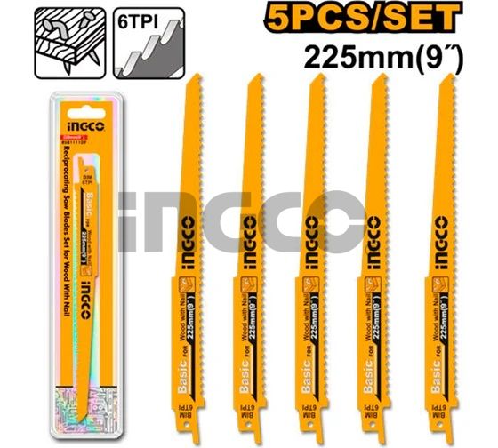 INGCO Набор пильных полотен для сабельной пилы 5 шт.