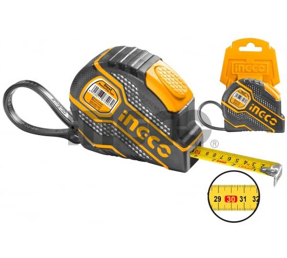 INGCO Рулетка измерительная 10м х 25мм/ прорезиненная поверхность