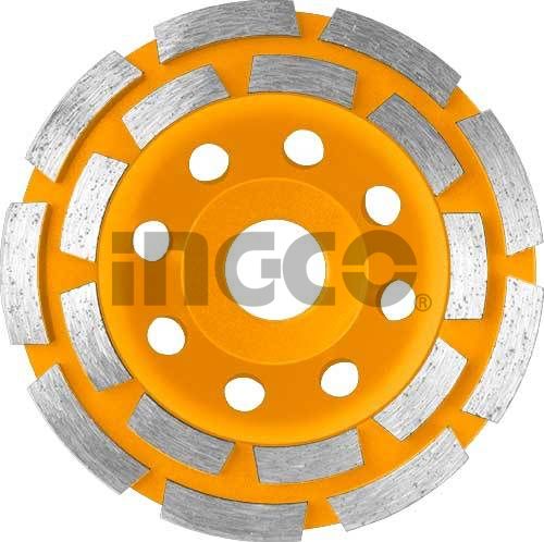 INGCO Чашка алмазная шлифовальная двухрядная 125х22 мм /