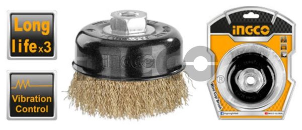 INGCO Щетка-крацовка с гайкой INDUSTRIAL 125х0.3х30 мм/ М14