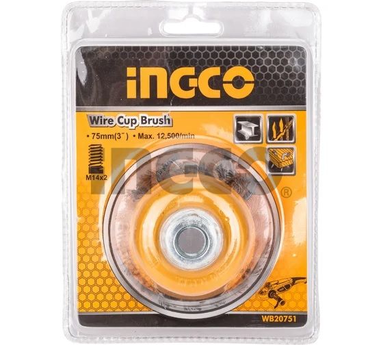 INGCO Щетка-крацовка с гайкой 75х0.5х30 мм/ М14