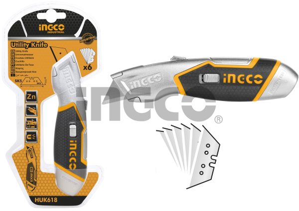 INGCO Нож строительный  INDUSTRIAL/в комплекте 6 лезвий SK5
