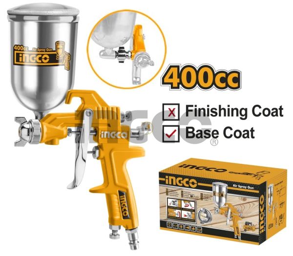 INGCO Краскораспылитель пневматический с верхним бачком/ V=0,4 л./ сопло 1,5 мм