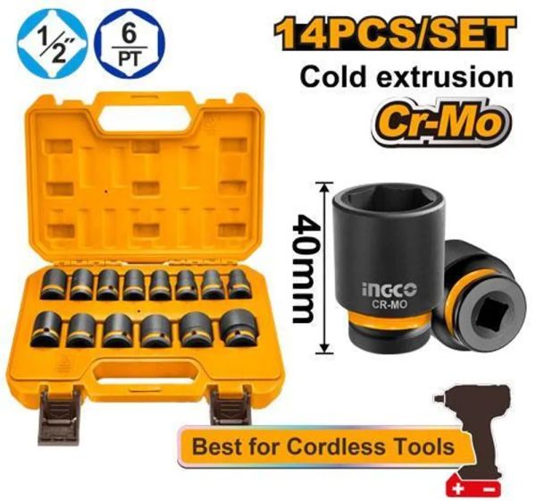INGCO Набор головок ударных SUPER INDUSTRIAL 1/2" 14 шт