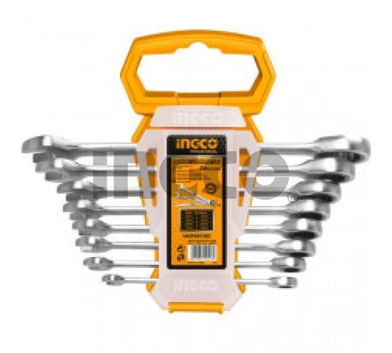 INGCO Набор гаечных ключей с трещоткой  INDUSTRIAL 8 шт 8-19 мм