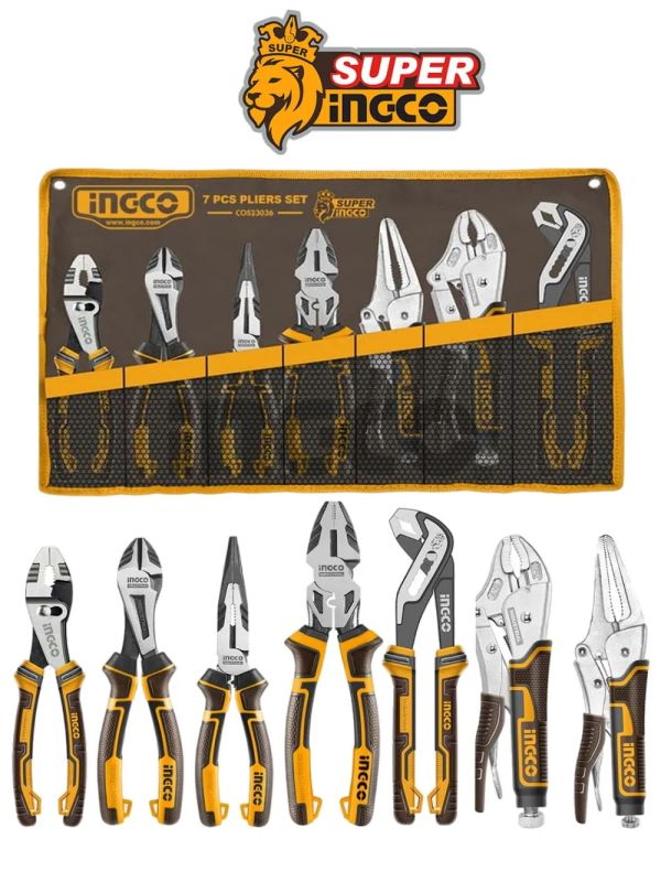 INGCO Набор шарнирно-губцевого инструмента с увеличенным рычагом INDUSTRIAL 7 предмета