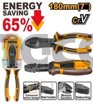 INGCO Плоскогубцы комбинированные усиленные INDUSTRIAL 180мм 7"