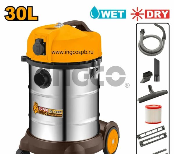 INGCO Пылесос строительный INDUSTRIAL 1400 Вт 30 л