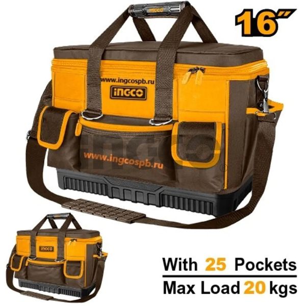 INGCO Сумка органайзер для инструментов INDUSTRIAL 16"/ max. нагрузка 20 кг/ 45х20х28 см