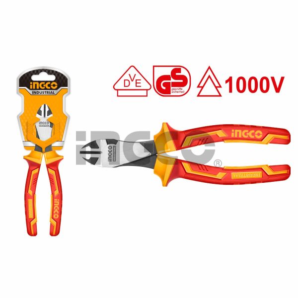 INGCO Кусачки боковые диэлектрические с увеличенным рычагом INDUSTRIAL 180мм 7" Cr-V