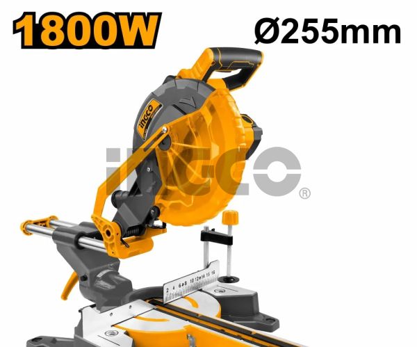 INGCO Пила торцовочная с протяжкой INDUSTRIAL 1800Вт 255x25.4 мм