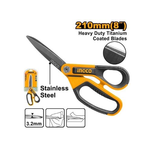 INGCO Ножницы усиленные с резиновой рукояткой 210мм INDUSTRIAL