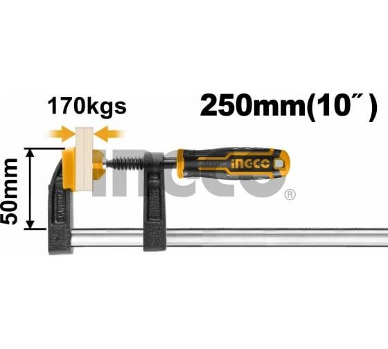 INGCO Струбница F-образная INDUSTRIAL 50x250 мм 170 kg