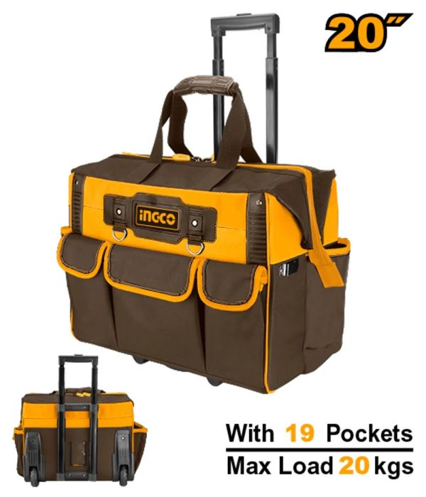 INGCO Сумка для инструментов на колесах INDUSTRIAL 20"/ max. нагрузка 20 кг/ 45х28х36 см