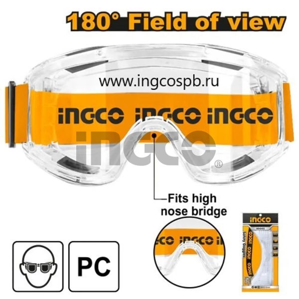 INGCO Очки защитные закрытого типа 170х90 мм